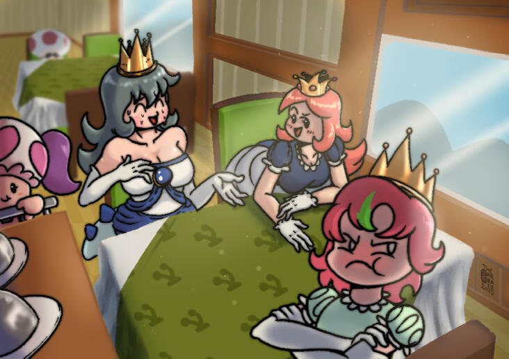 Commissioned art work of three princesses