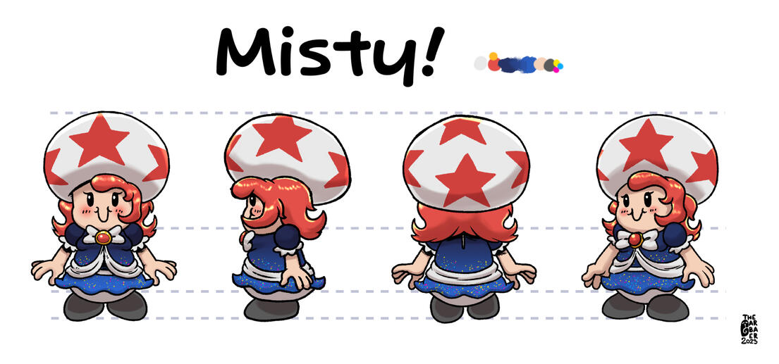 Comissioned model sheet for a Mario Bros fan character